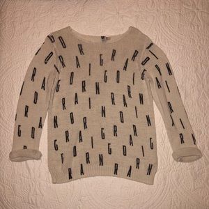 H&M Off-white Sweater with Letters Size M